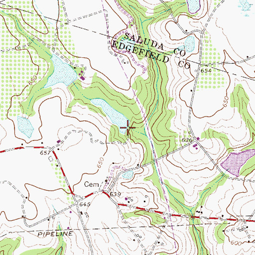 Topographic Map of South Carolina Noname 19041 D-0896 Dam, SC