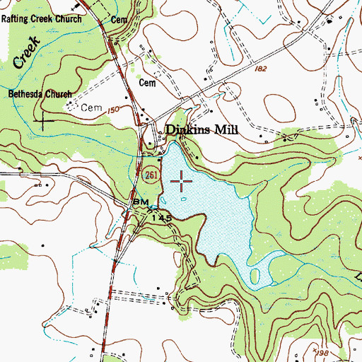 Topographic Map of Dinkins Millpond Dam D-1461, SC