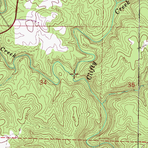 Topographic Map of North Fork Creek, AL