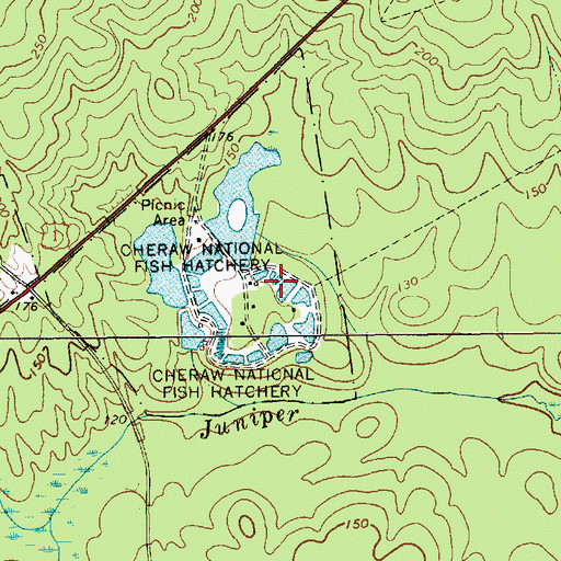 Topographic Map of Fish Hatchery Lake One Dam D-3222, SC