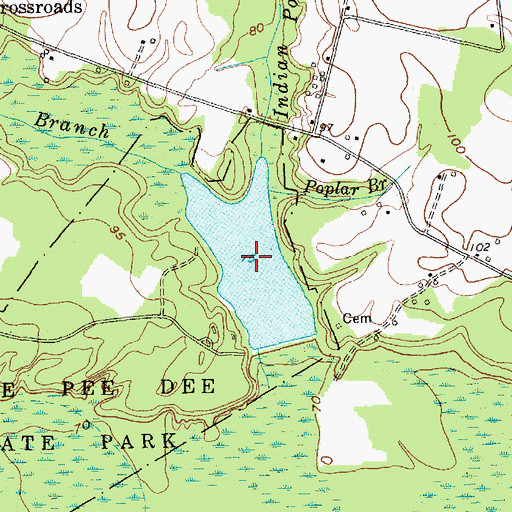 Topographic Map of Pee Dee State Park Lake, SC