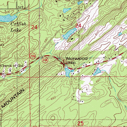 Topographic Map of Norwood Gap, AL