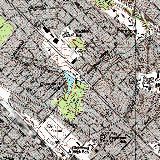 Topographic Map of Cleveland Park Lake Dam D-3352, SC