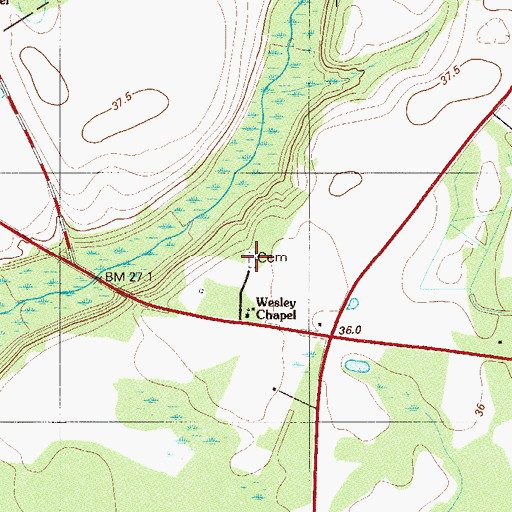 Topographic Map of Wesley Cemetery, SC