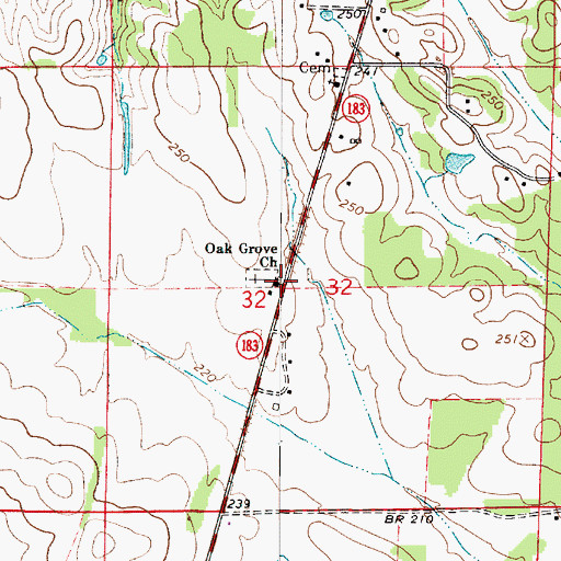 Topographic Map of Oak Grove Primitive Baptist Church, AL