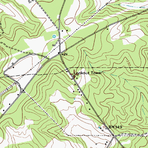 Topographic Map of Hartsville Lookout Tower, SC