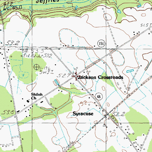 Topographic Map of Jackson Crossroads, SC