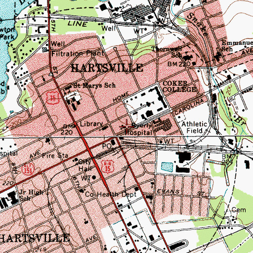 Topographic Map of Saint Bartholomews Episcopal Church, SC