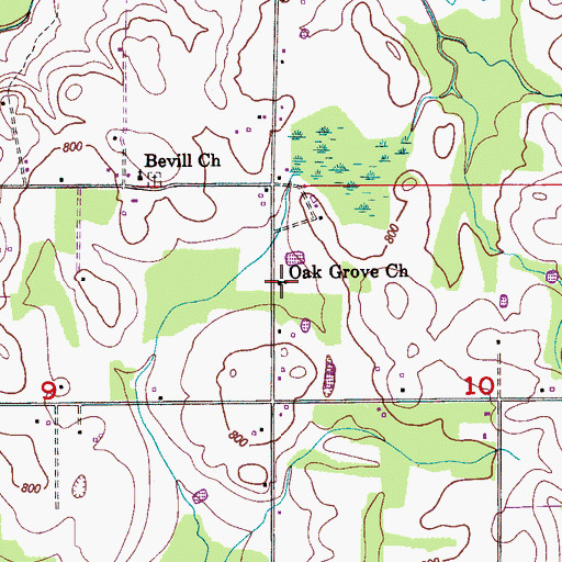 Topographic Map of Oak Grove Church, AL