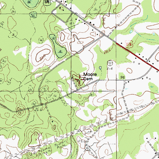 Topographic Map of Moore Cemetery, SC