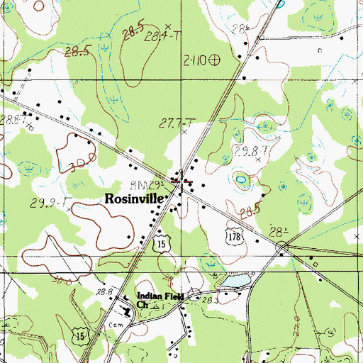 Topographic Map of Rosinville, SC