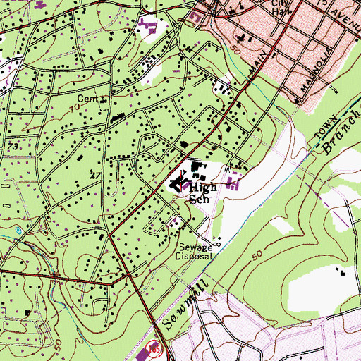 Topographic Map of Summerville Elementary School, SC