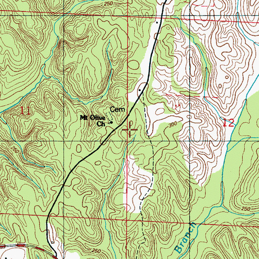 Topographic Map of Oak Ridge School, AL