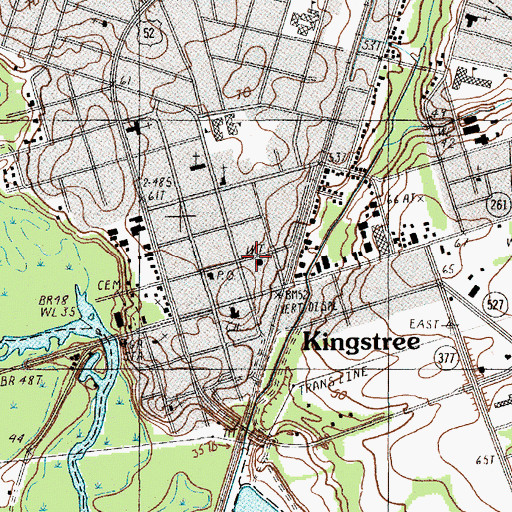 Topographic Map of Kingstree City Hall, SC
