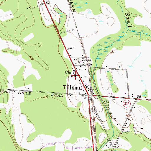 Topographic Map of Tillman School, SC