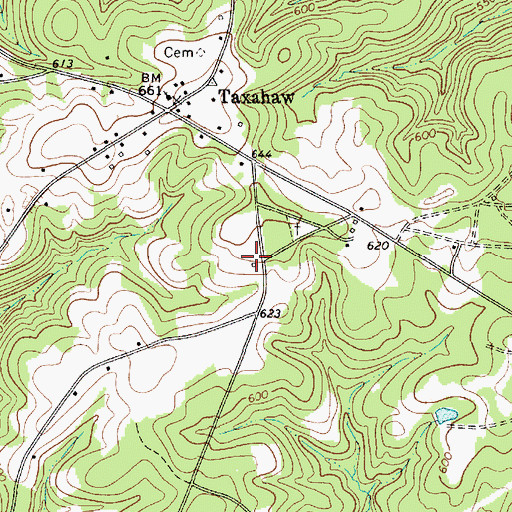 Topographic Map of Taxahaw School (historical), SC