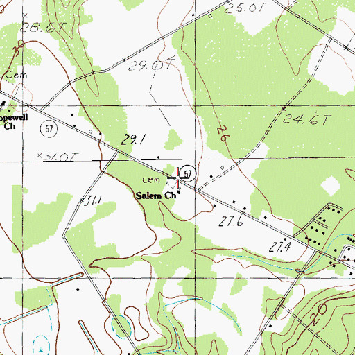 Topographic Map of Claussen Cemetery, SC