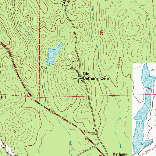 Topographic Map of Old Bethany Cemetery, AL