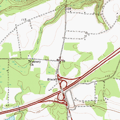 Topographic Map of McCalls Crossroads (historical), SC