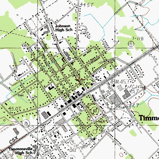 Topographic Map of Timmonsville United Methodist Church, SC