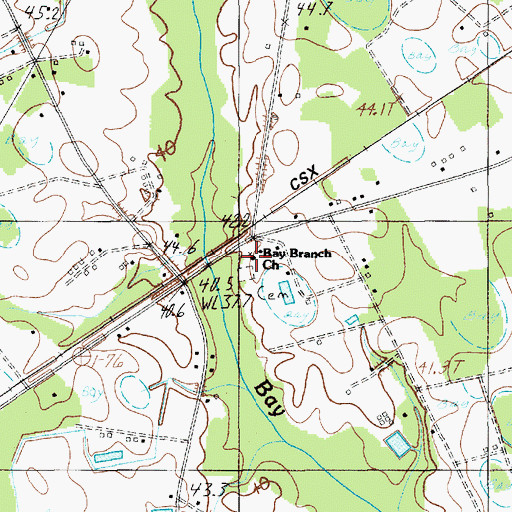 Topographic Map of Bay Branch Church, SC