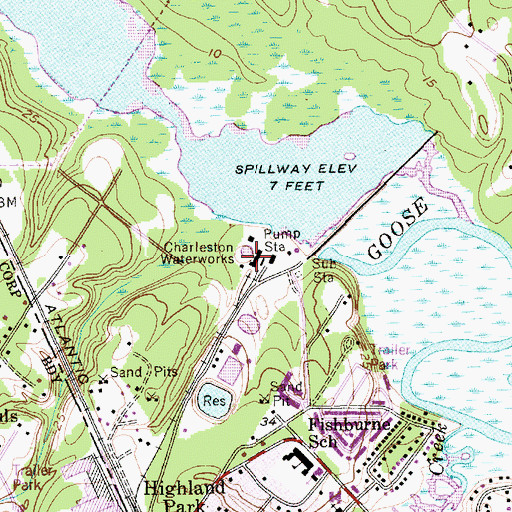 Topographic Map of Charleston Waterworks, SC