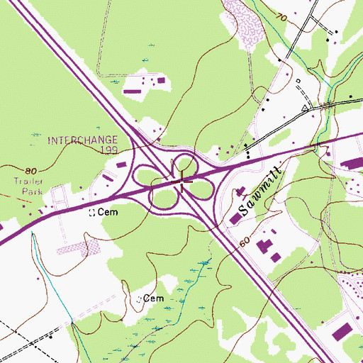 Topographic Map of Interchange 199, SC
