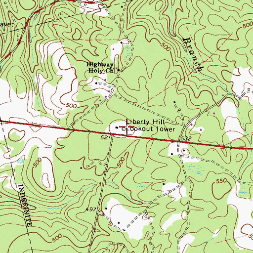 Topographic Map of Liberty Hill Lookout Tower, SC