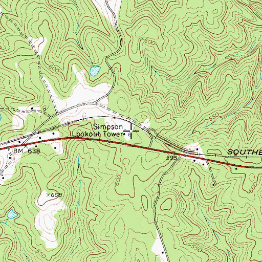 Topographic Map of Simpson Lookout Tower, SC