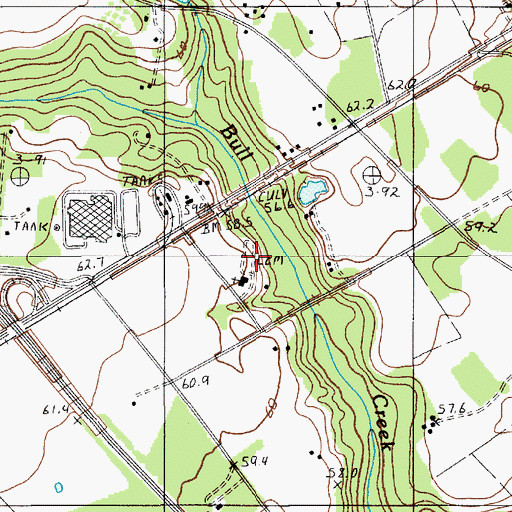 Topographic Map of Bull Swamp Cemetery, SC