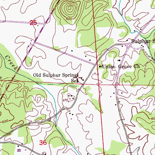 Topographic Map of Old Sulphur Springs School (historical), AL
