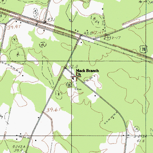 Topographic Map of Mack Branch School (historical), SC