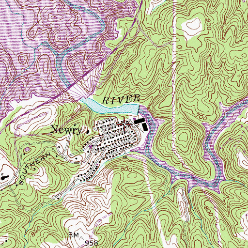 Topographic Map of Newry Historic District, SC
