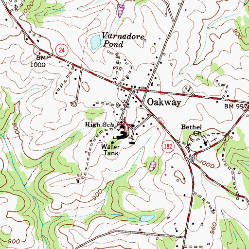 Topographic Map of Oakway Elementary School, SC