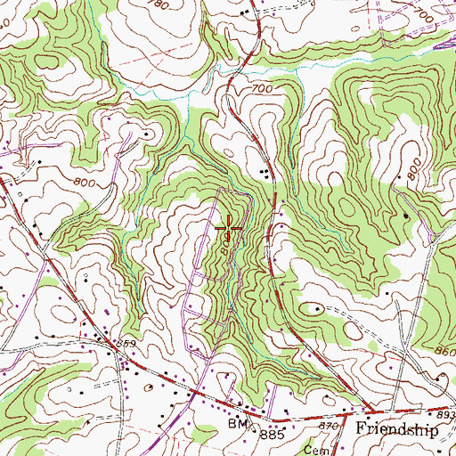 Topographic Map of The Meadows, SC