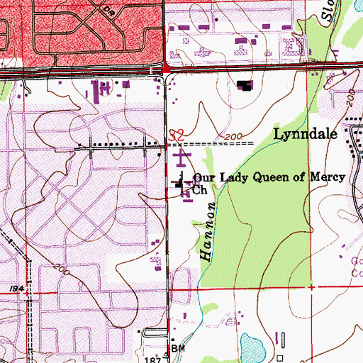 Topographic Map of Our Lady Queen of Mercy Church, AL
