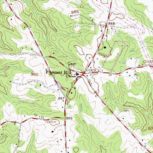 Topographic Map of Pleasant Hill Cemetery, SC