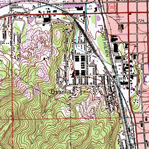 Topographic Map of Oxanna, AL