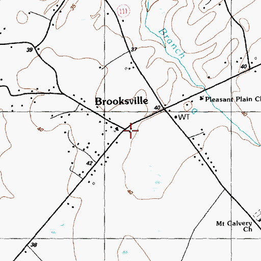 Topographic Map of Brooksville School (historical), SC