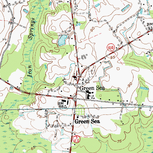 Topographic Map of Green Sea Church, SC