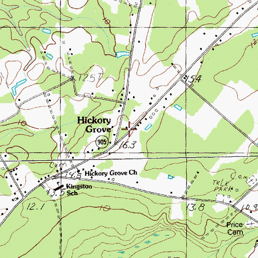 Topographic Map of Hickory Grove Church (historical), SC