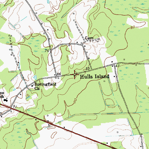 Topographic Map of Hulls Island School (historical), SC