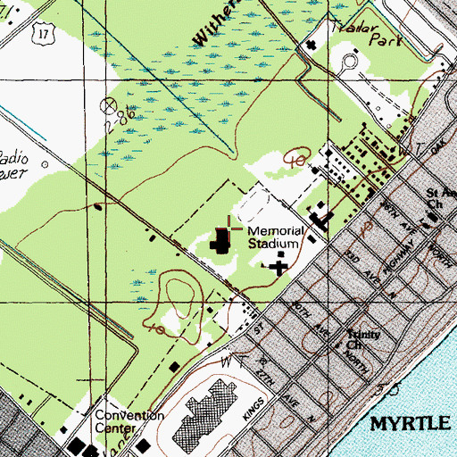 Topographic Map of Myrtle Beach Primary School, SC