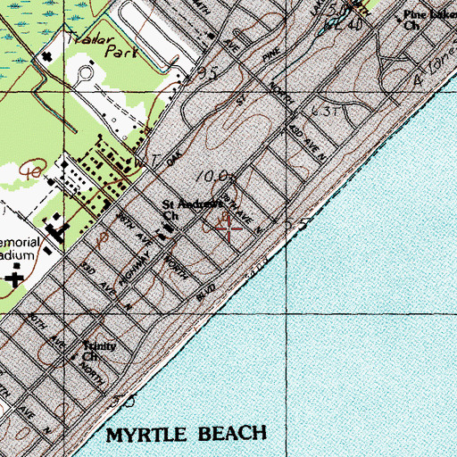 Topographic Map of Myrtle Heights, SC