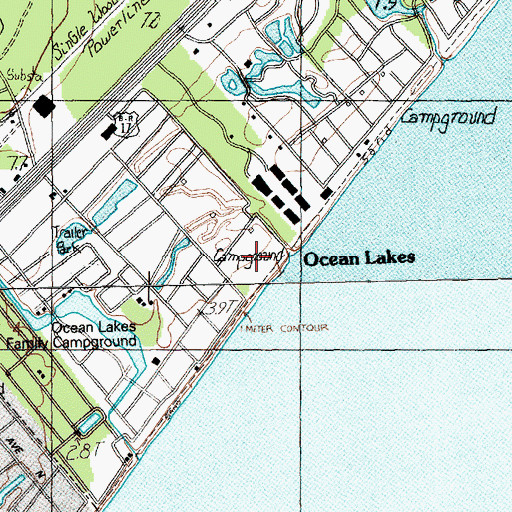 Topographic Map of Ocean Lakes, SC