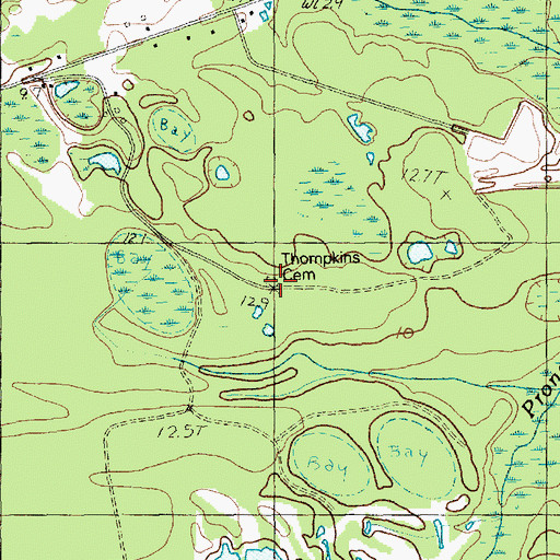 Topographic Map of Thompkins Cemetery, SC