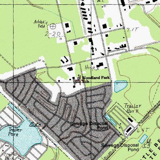 Topographic Map of Woodland Park School, SC