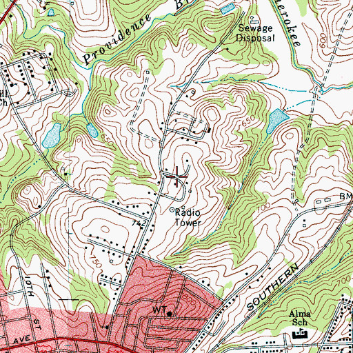 Topographic Map of Crestmont, SC