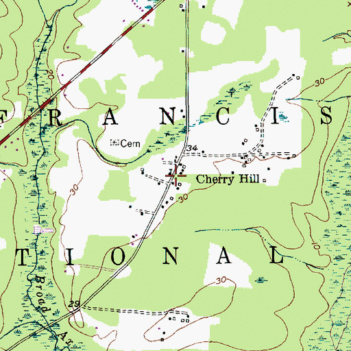 Topographic Map of Cherry Hill Church, SC