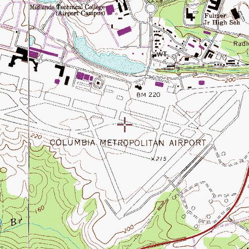 Topographic Map of Columbia Air Base (historical), SC